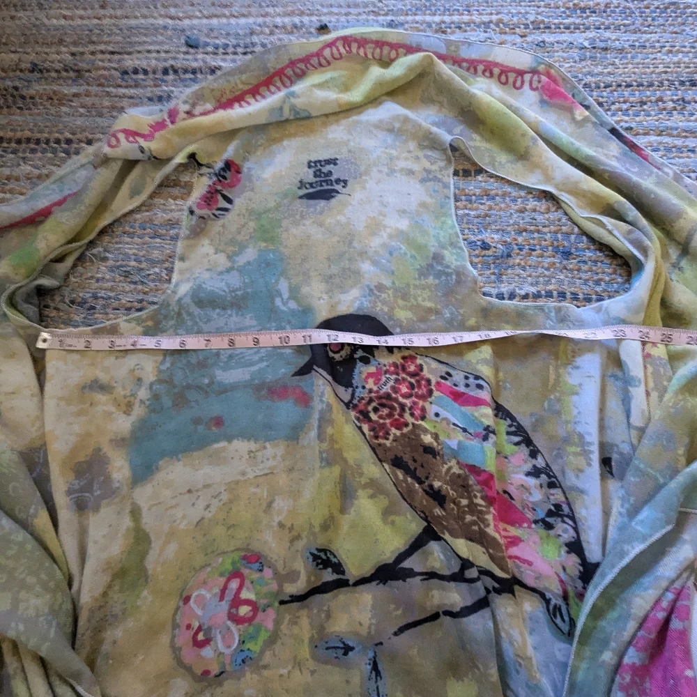 Floral Watercolor Scarf Wrap in Green and Pink